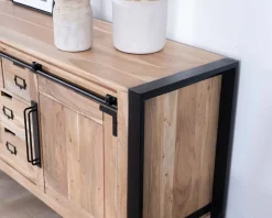 Meuble House Buffet de salle à manger industriel en métal et bois 190 cm 