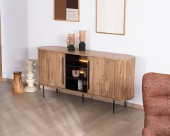 Meuble House Buffet design rétro avec niches centrales "Bopee" avec éclairage LED Best