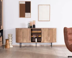 Meuble House Buffet design rétro avec niches centrales "Bopee" avec éclairage LED Best