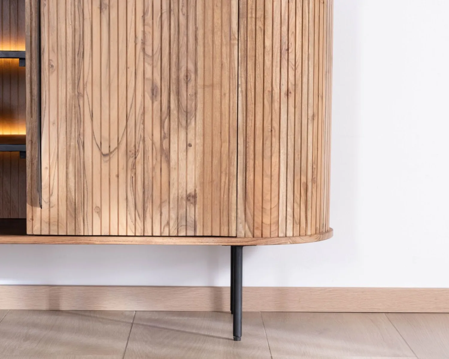 Meuble House Buffet design rétro avec niches centrales "Bopee" avec éclairage LED Best