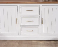 Meuble House Buffet en acacia blanc 165cm et plateau naturel "Trégastel" Online