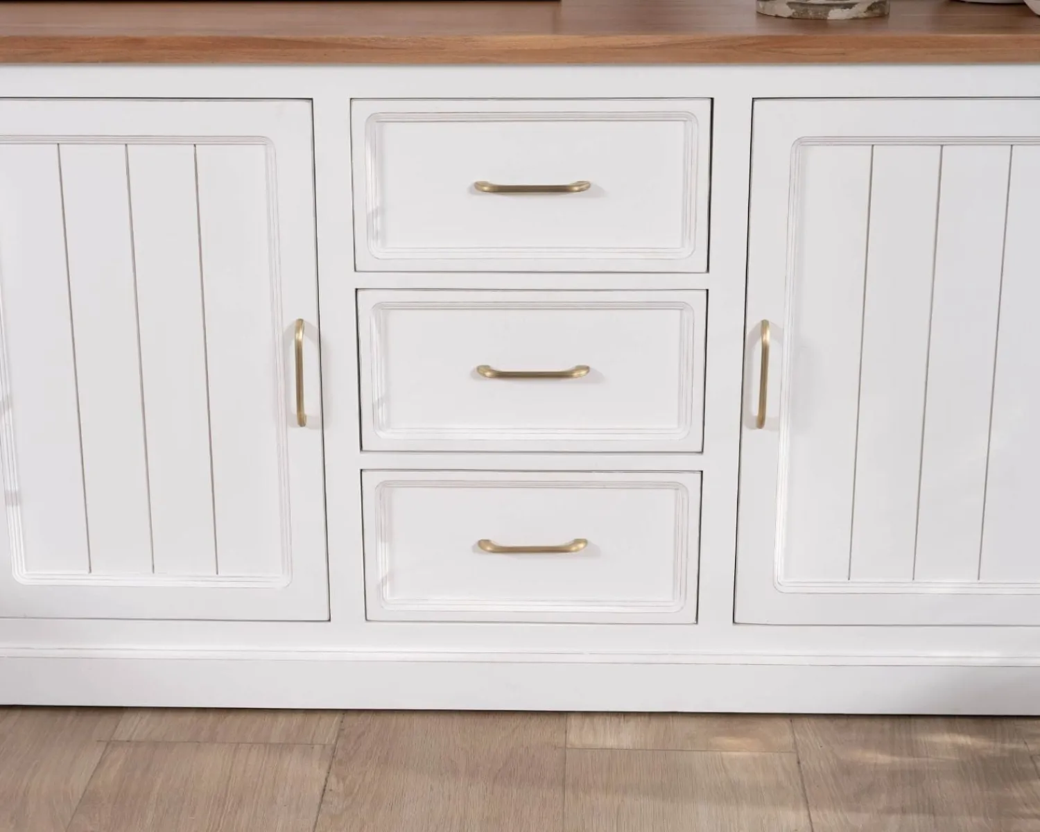 Meuble House Buffet en acacia blanc 165cm et plateau naturel "Trégastel" Online
