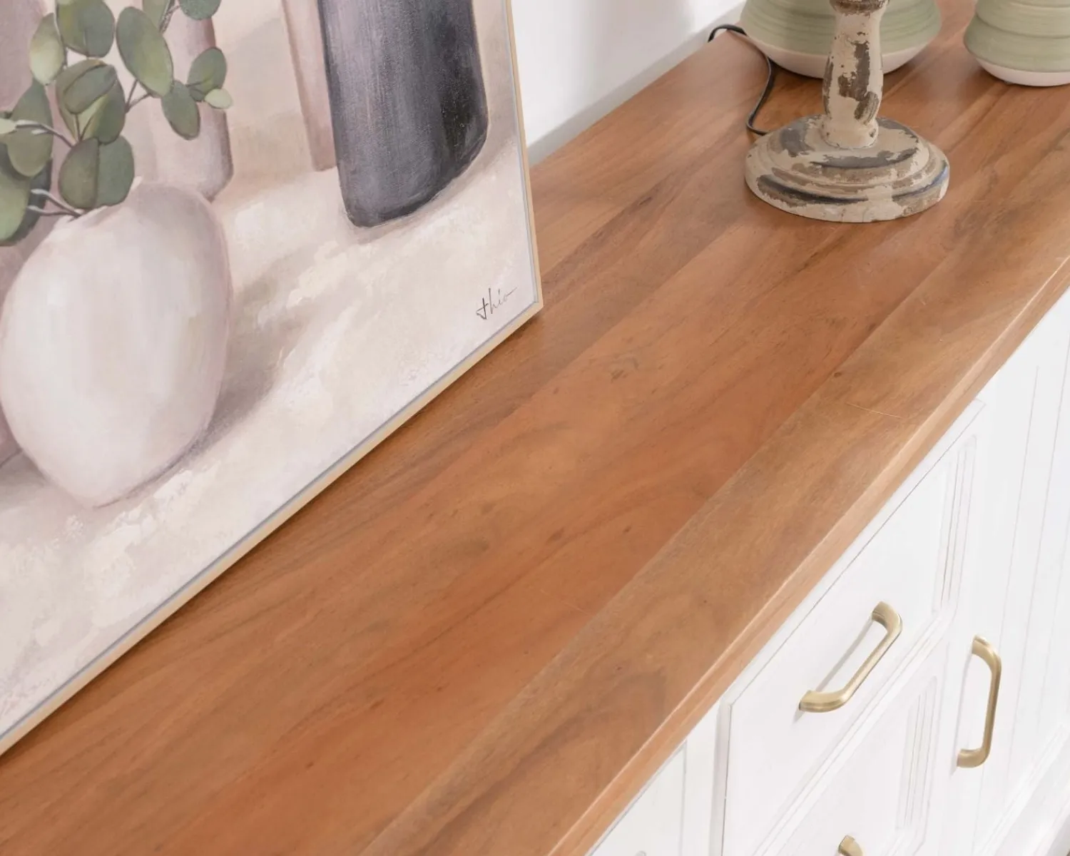 Meuble House Buffet en acacia blanc 165cm et plateau naturel "Trégastel" Online