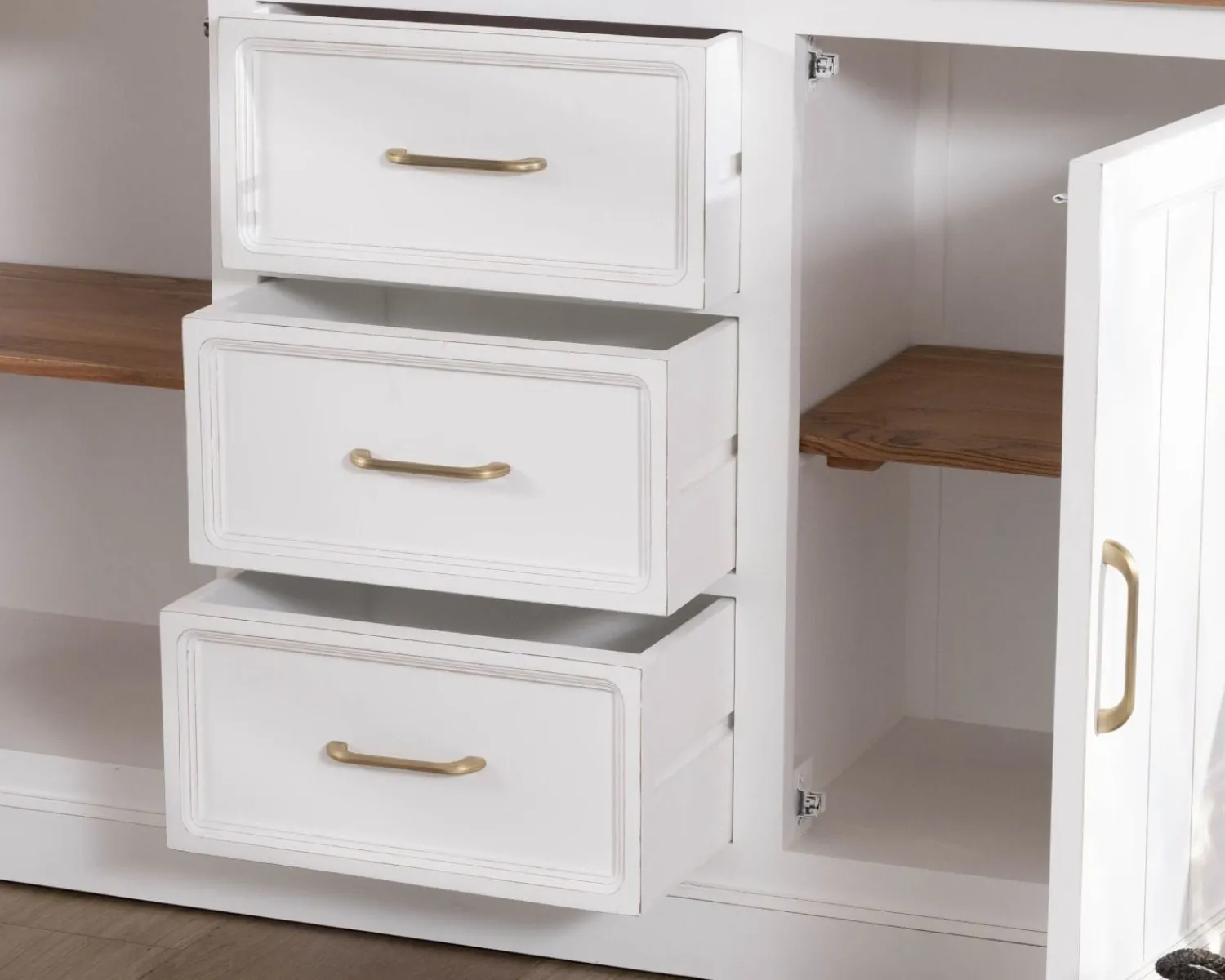 Meuble House Buffet en acacia blanc 165cm et plateau naturel "Trégastel" Online