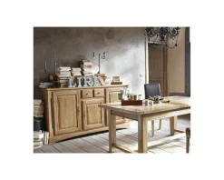 Meuble House Buffet en chêne massif style traditionnel 3 portes 2 tiroirs