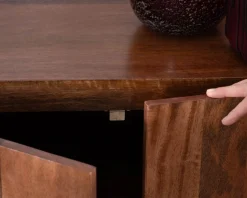 Meuble House Buffet enfilade 4 portes 200 cm en manguier massif foncé 
