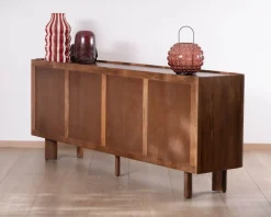 Meuble House Buffet enfilade 4 portes 200 cm en manguier massif foncé 
