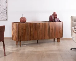 Meuble House Buffet enfilade 4 portes 200 cm en manguier massif foncé 