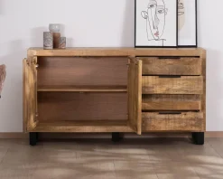 Meuble House Buffet en manguier avec décor strié noir réversible 
