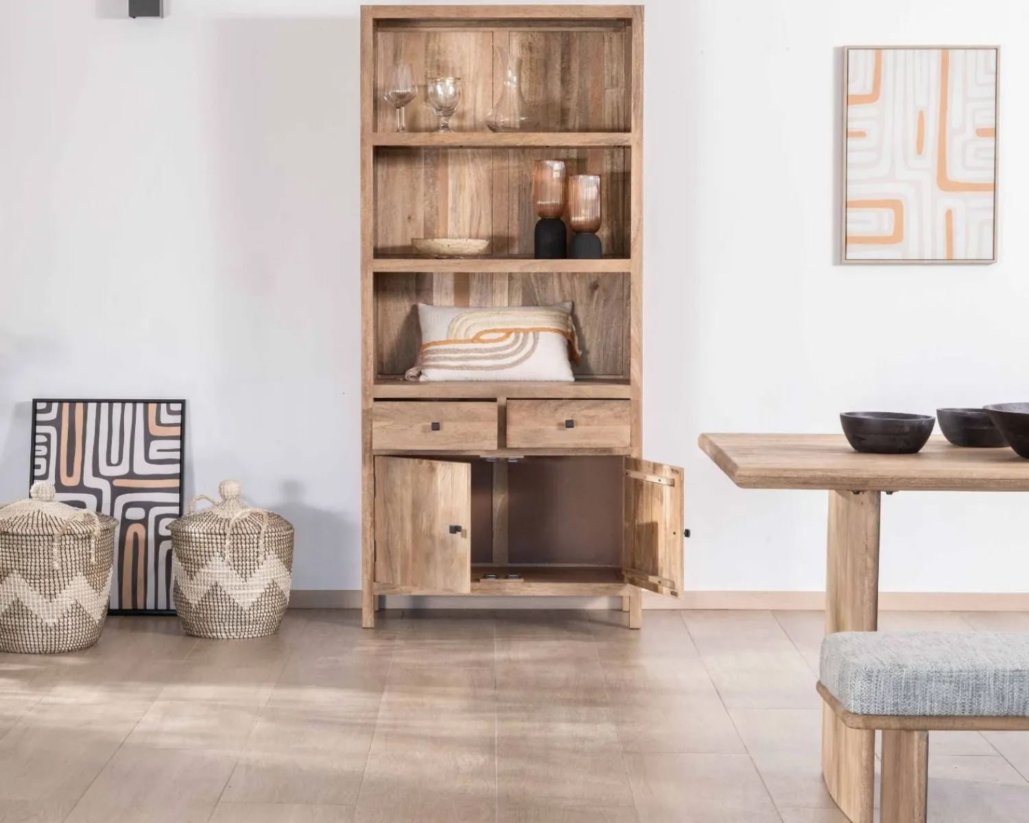 Meuble House Buffet haut en manguier massif finition sablée largeur 87cm "Maestro" Online