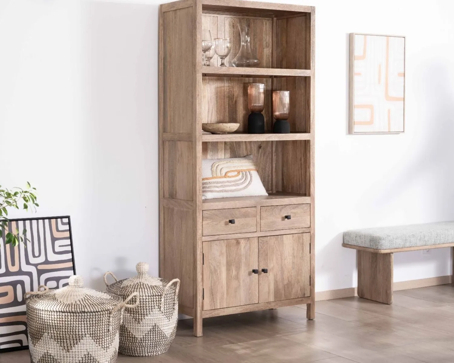 Meuble House Buffet haut en manguier massif finition sablée largeur 87cm "Maestro" Online