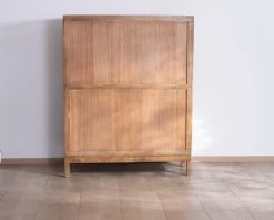 Meuble House Buffet haut 2 portes coulissantes en manguier massif "Aruna" style chaleureux Clearance