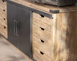 Meuble House Buffet métal et bois 200cm portes coulissantes