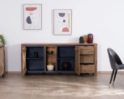 Meuble House Buffet multi-rangements avec étagères en verre 