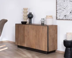 Meuble House Buffet 3 portes en manguier style épuré "Santo" 150 cm Online