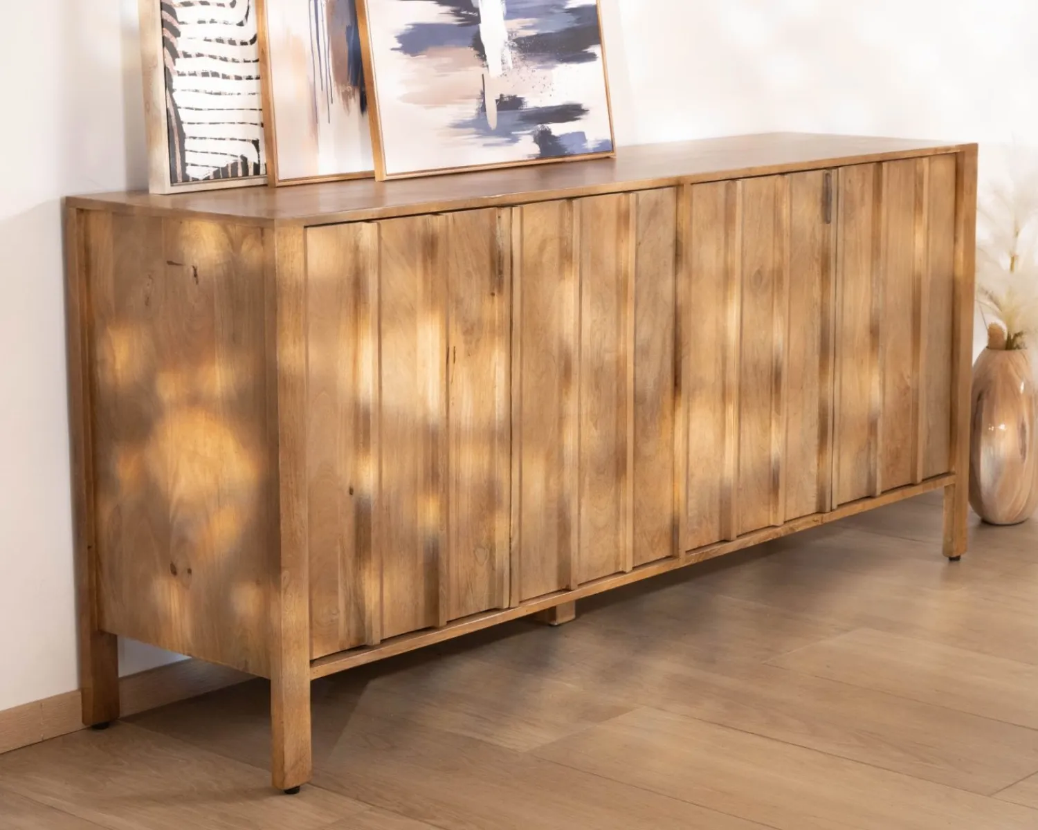 Meuble House Buffet 4 portes esprit zen en manguier massif naturel 4 portes « Sicaly » 180 cm Online