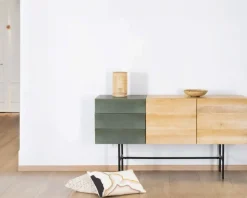 Meuble House Buffet 3 portes japandi bicolore bois et métal "Elegancy" 150 cm New