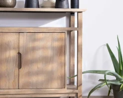 Meuble House Buffet 4 portes style Japandi en manguier massif
