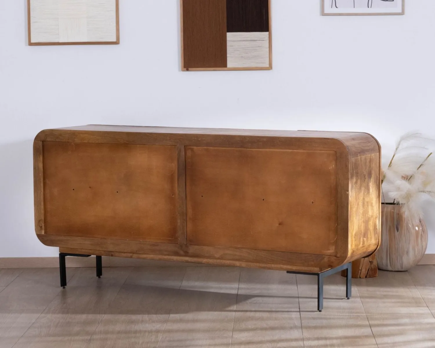 Meuble House Buffet 4 portes style newtro en manguier "Moky" 175 cm