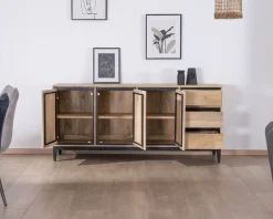 Meuble House Buffet épuré bicolore en manguier naturel et noir 180 cm 