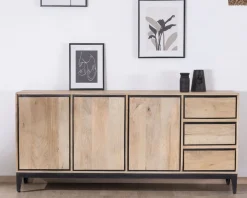 Meuble House Buffet épuré bicolore en manguier naturel et noir 180 cm 