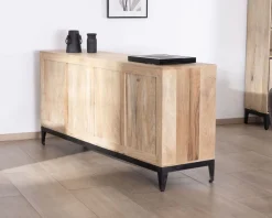 Meuble House Buffet épuré bicolore en manguier naturel et noir 180 cm 