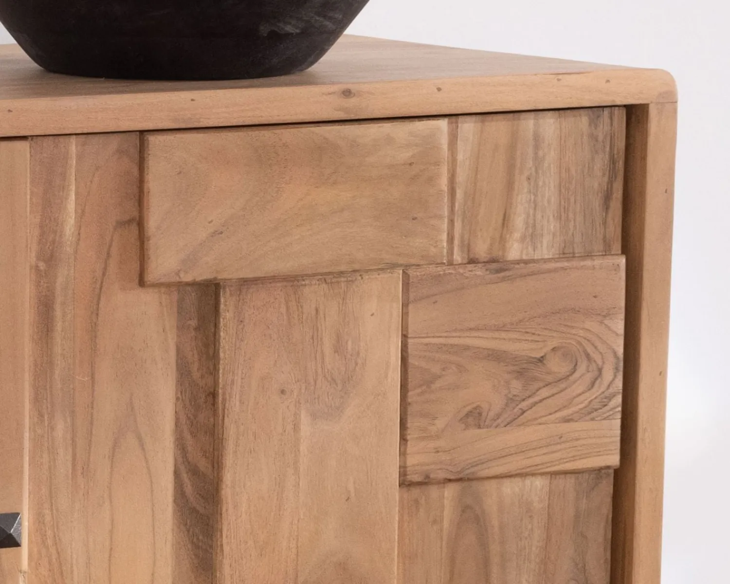 Meuble House Buffet rétro 2 portes façades à empiècements en acacia "Puzzle" 120 cm Best