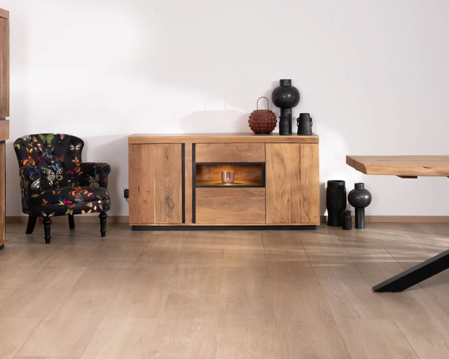 Meuble House Buffet ultra contemporain avec niche éclairage LED "Lumino" Discount