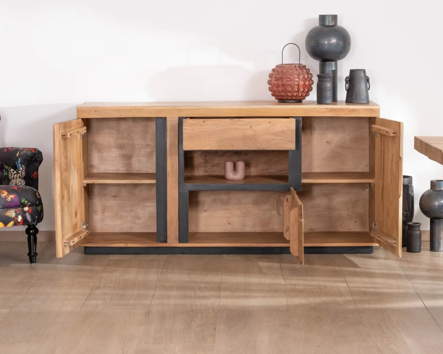 Meuble House Buffet ultra contemporain avec niche éclairage LED "Lumino" Discount