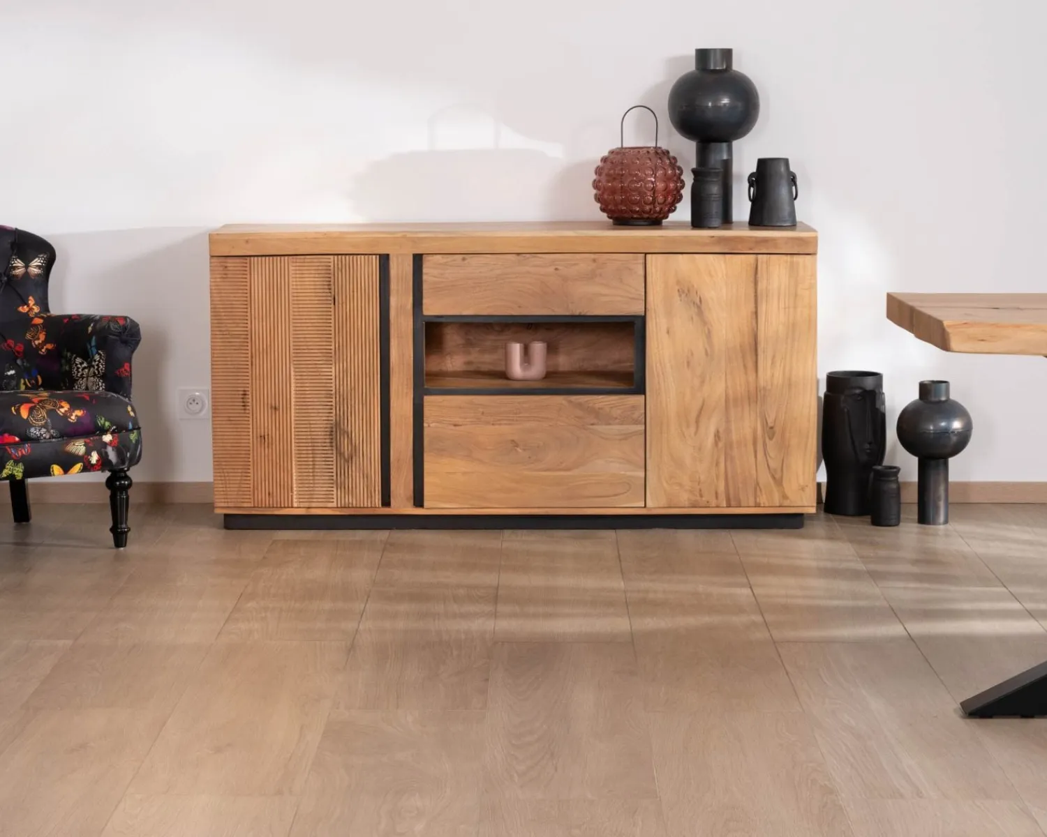 Meuble House Buffet ultra contemporain avec niche éclairage LED "Lumino" Discount