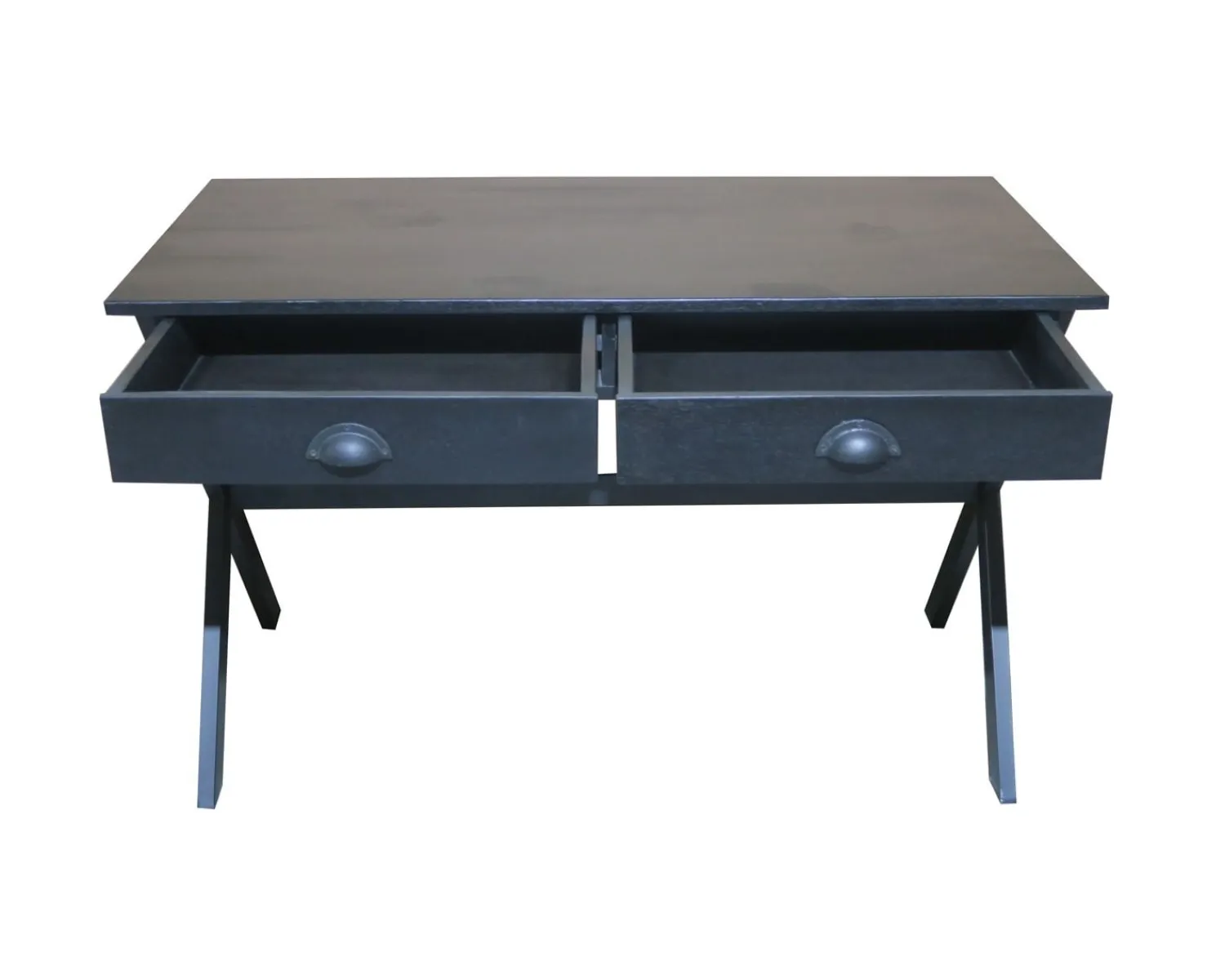 Meuble House Bureau noir en bois et métal 120cm "Atelier"