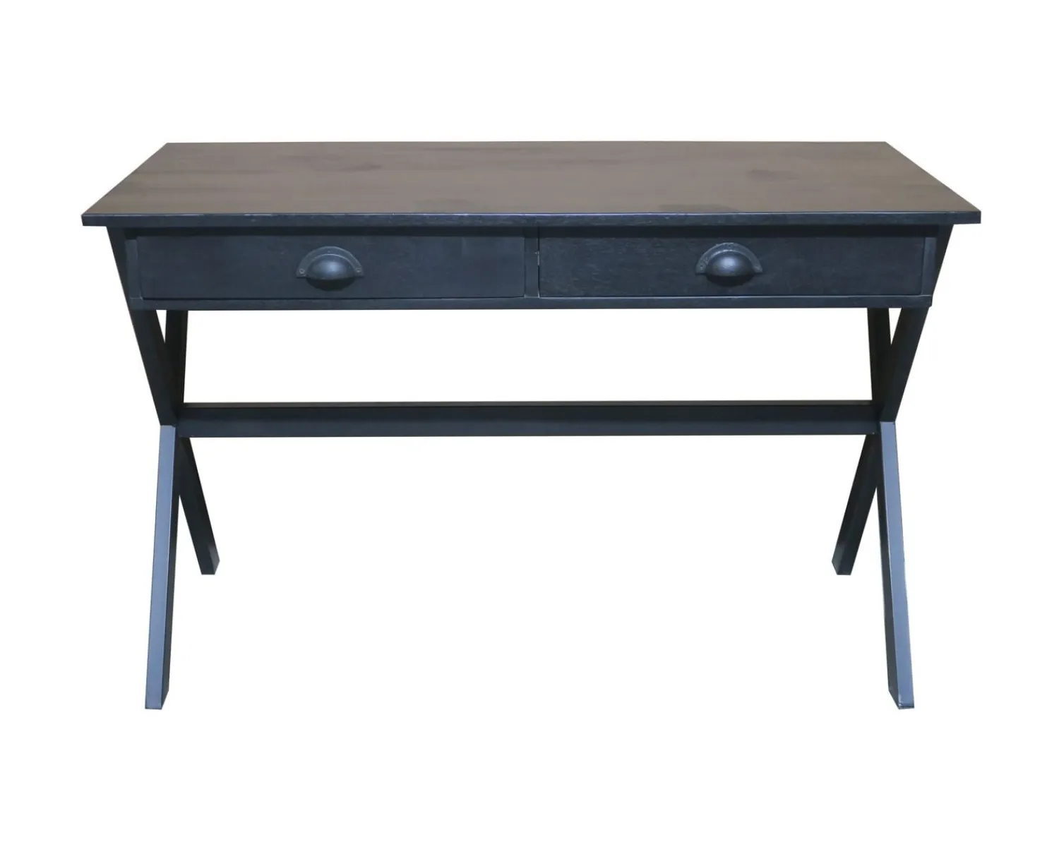Meuble House Bureau noir en bois et métal 120cm "Atelier"