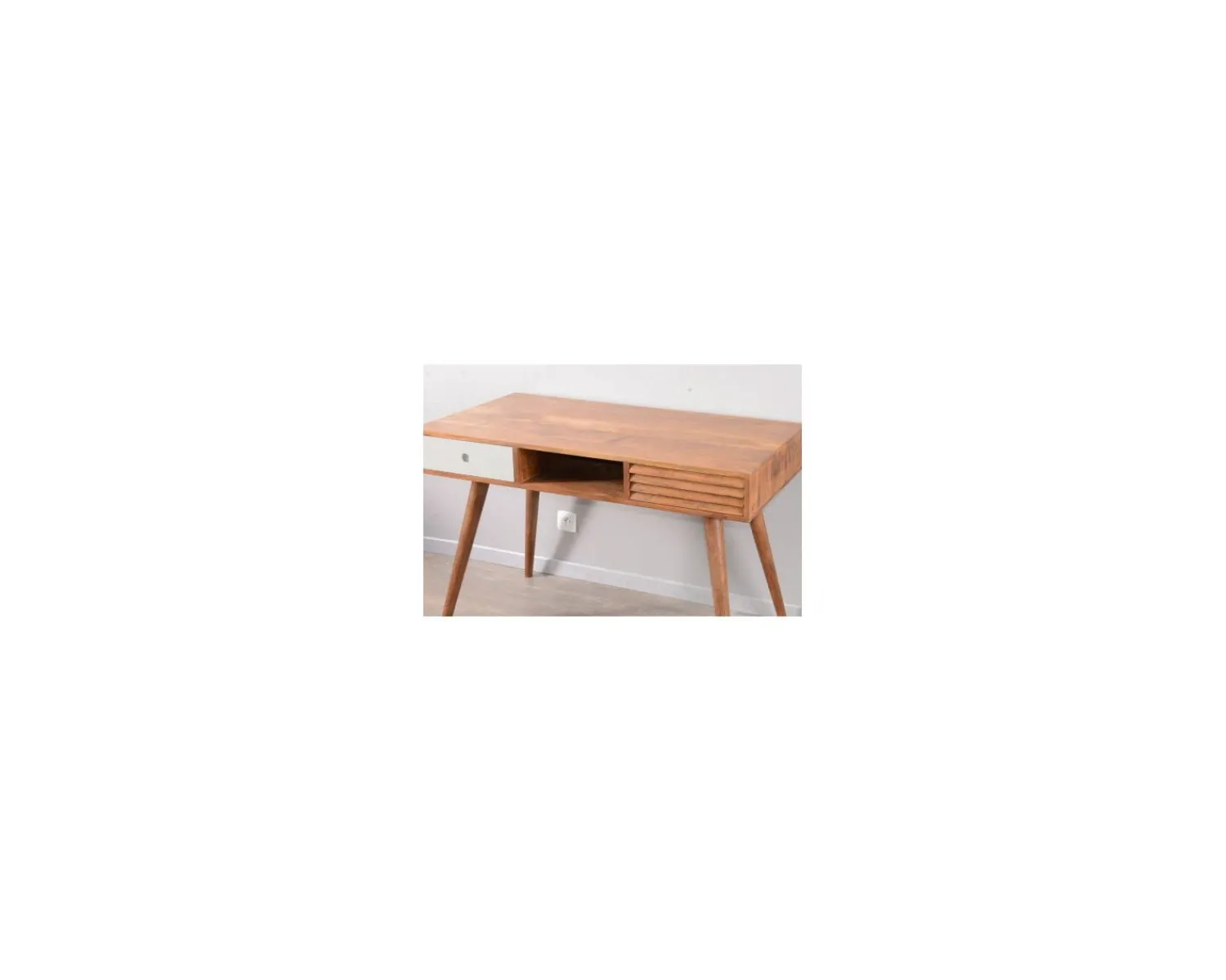 Meuble House Bureau scandinave en palissandre "Vintage grey" tiroir blanc Discount