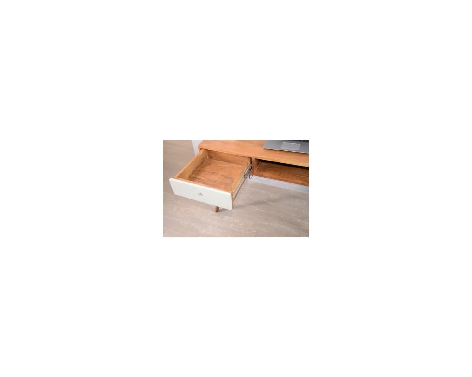 Meuble House Bureau scandinave en palissandre "Vintage grey" tiroir blanc Discount