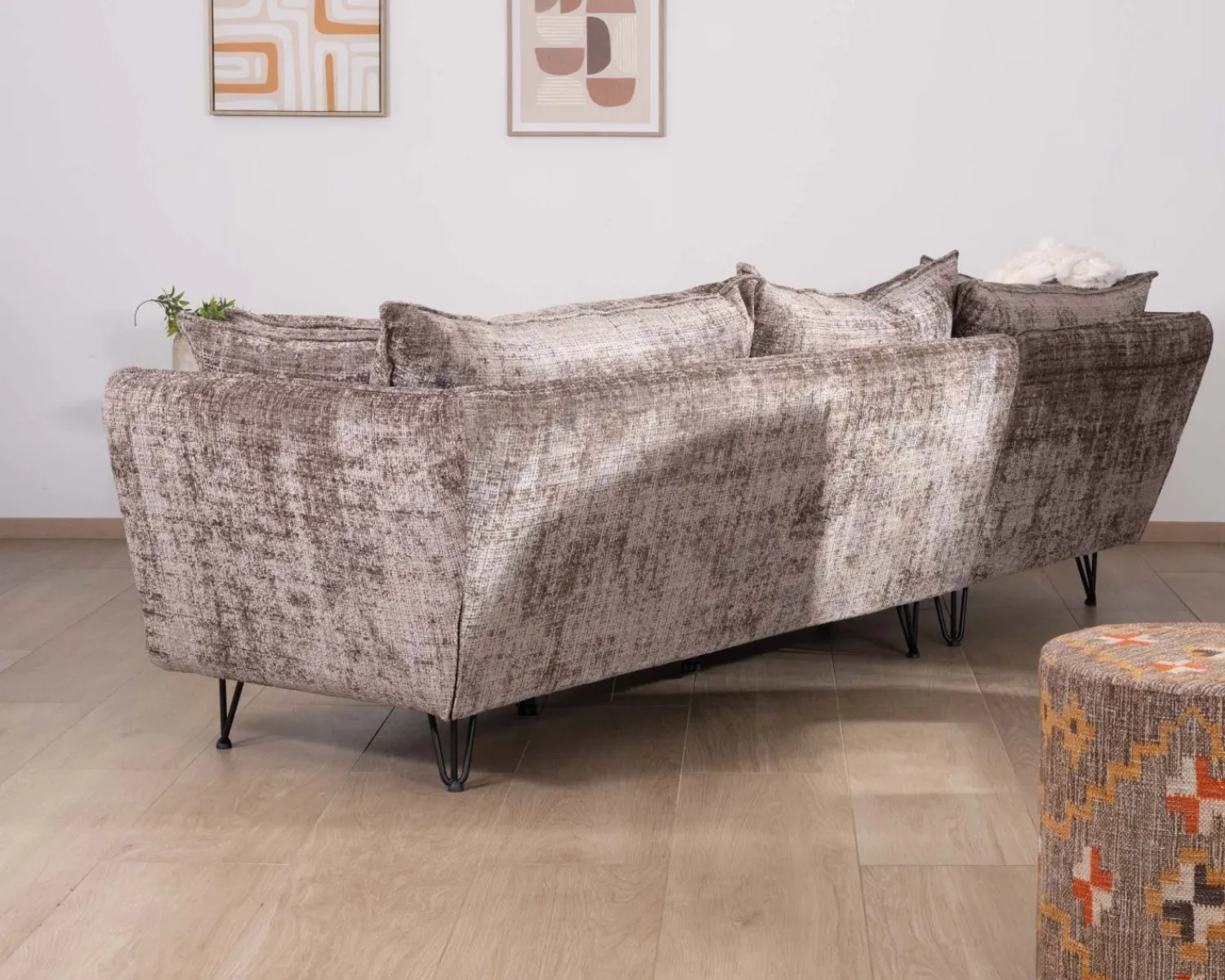 Meuble House Canapé angle gauche ultra confort en tissu chenillé doux gris cendre "Hasting" Discount