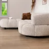 Meuble House Canapé avec extension électrique et méridienne "Syltan" tissu tramé blanc cassé ultra confort Outlet