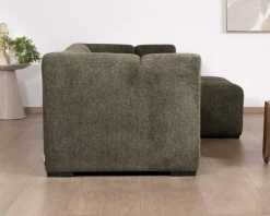 Meuble House Canapé avec méridienne en tissu bouclette vert 