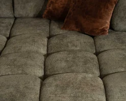 Meuble House Canapé avec réglage électrique et méridienne "Syltan" tissu ultra doux vert foncé