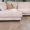 Meuble House Canapé confort en velours côtelé beige avec méridienne design "Cyrano" Clearance