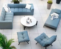 Meuble House Canapé d'angle en tissu turquoise haut de gamme 
