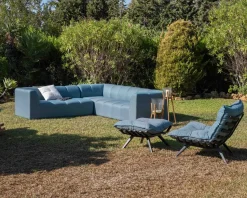 Meuble House Canapé d'angle en tissu turquoise haut de gamme 