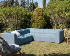 Meuble House Canapé d'angle en tissu turquoise haut de gamme 