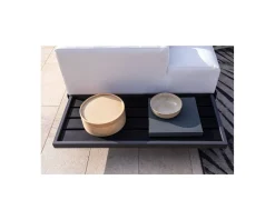 Meuble House Canapé d'angle extérieur blanc et noir imitation cuir "Lakpura Beach" Best
