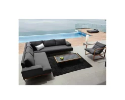 Meuble House Canapé d'angle extérieur haut de gamme tissu Sunbrella