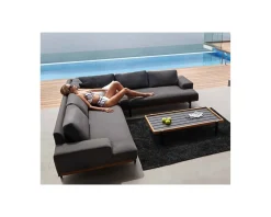 Meuble House Canapé d'angle extérieur haut de gamme tissu Sunbrella