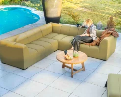 Meuble House Canapé d'angle haut de gamme spéciale extérieur tissu vert 