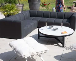 Meuble House Canapé d'angle spécial extérieur tissu gris foncé haut de gamme