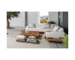 Meuble House Canapé d'extérieur avec retour gauche tissu Sunbrella écru " Lombok" Outlet
