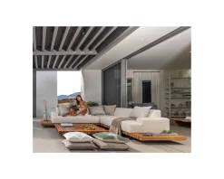 Meuble House Canapé d'extérieur avec retour gauche tissu Sunbrella écru 