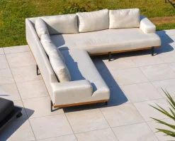 Meuble House Canapé d'extérieur haut de gamme tissu Sunbrella et teck 